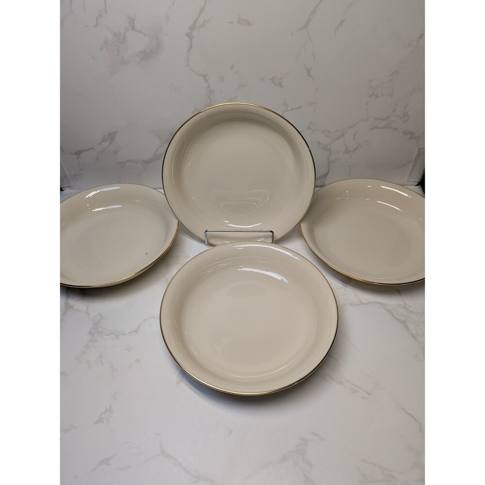 Lenox Hayworth Coupe Soup Bowls Set of 4 Ivory Gold Trim 7.75in USA
